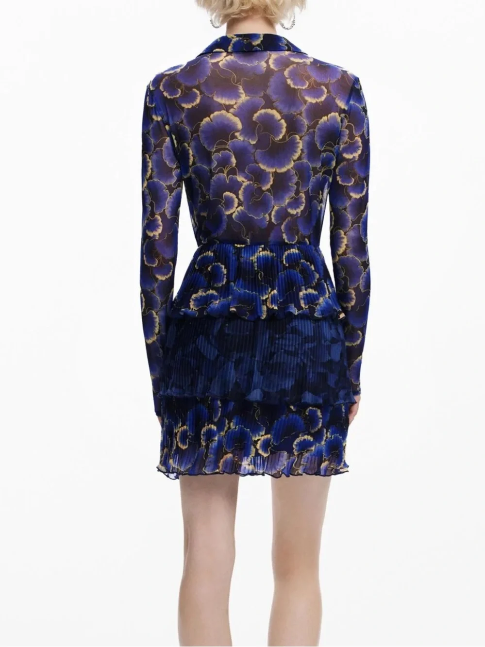 Desigual Blue Floral Tiered Mini Dress - Picture 6 of 11